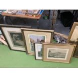 FOUR FRAMED PRINTS TO INCLUDE CHURCH STREET, MACCLESFIELD, ETC