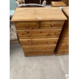 A MODERN PINE CHEST OF TWO SHORT AND FOUR LONG DRAWERS 30" WIDE