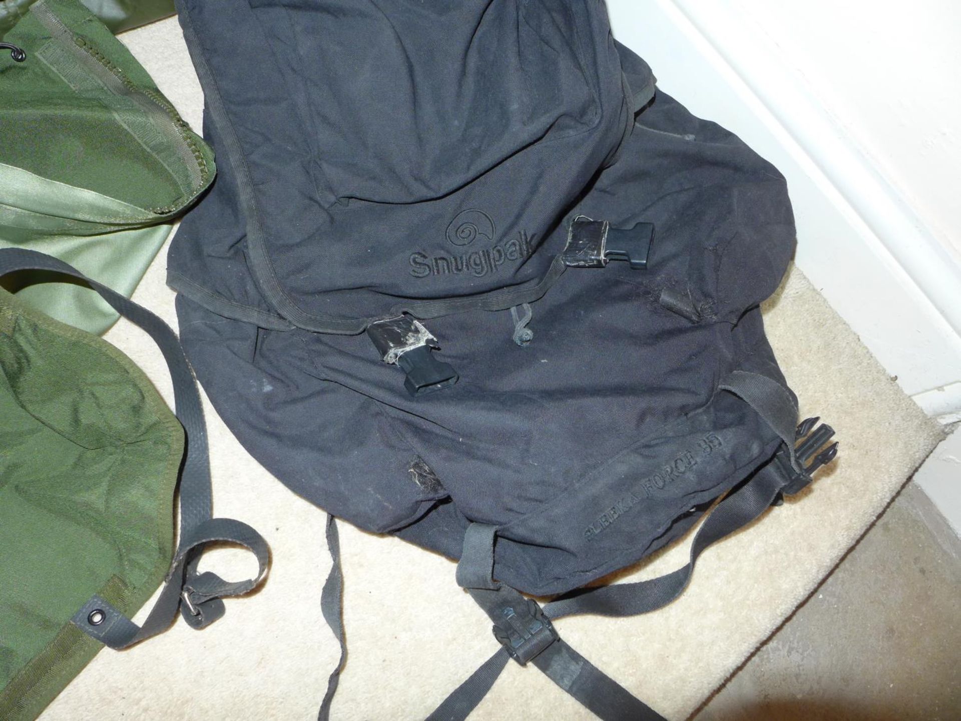 A COLLECTION OF MILITARY EQUIPMENT, BACKPACK, SLEEPING BAG, HARNESS, BERGHANS BAGS ETC - Image 2 of 2