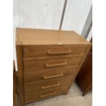 A MODERN OAK CHEST OF FIVE DRAWERS 35.5" WIDE
