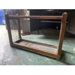 VICTORIAN PITCH PINE STICKSTAND - WITH TRAY APPROX 90CM X 28CM - 62CM HIGH