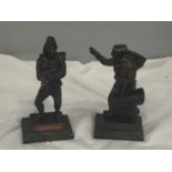 A PAIR OF BRONZE DIPPED FRENCH GRAPE PICKER METAL FIGURINES
