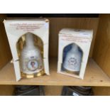 TWO COMEMERATIVE ROYAL BELLS WHISKEY DECANTORS