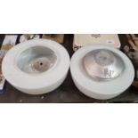 PAIR OF OPALINE CEILING LIGHTS APPROX 34CM DIAM