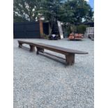 2 X VICTORIAN PITCH PINE BENCHES EACH ONE APPROX - 220CM X 35CM - 40CM HIGH