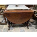 VICTORIAN MAHOGANY SUTHERLAND TABLE APPROX 90CM X 108CM FULLY EXTENDED - 74CM HIGH