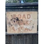 ROAD WORKS SIGN APPROX 107CM X 76CM