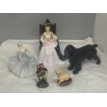 A QUANTITY OF FIGURINES, MOSTLY ROYAL DOULTON, TO INCLUDE PIROUETTE, THE QUEEN, ETC - ALL A/F