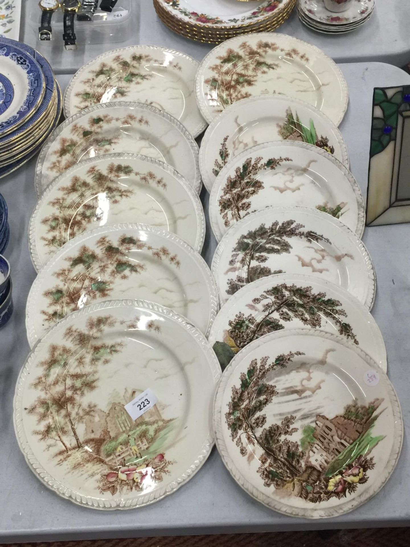 A QUANTITY OF ROYAL TUDOR WARE CABINET PLATES TO INCLUDE 'OLDE ABBEY'