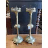 EARLY 20C BRASS CHURCH CANDLE STICKS APPROX 54CM HIGH
