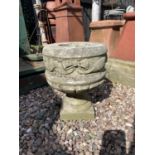 MARBLE GRAVE SIDE URN APPROX 30CM HIGH