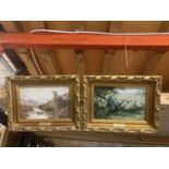 TWO GILT FRAMED COLOUR PRINTS - THE SHEPHERD'S DAUGHTER AND CALL OF THE HIGHLANDS