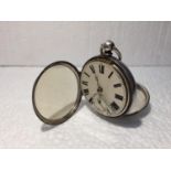 A HALLMARKED LONDON SILVER POCKET WATCH DATED 1904 WITH DAMAGE TO FACE. GROSS WEIGHT 160 GRAMS,