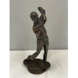 A BRONZE FIGURE OF A GOLFER (MISSING CLUB)