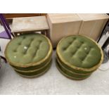 A PAIR OF MODERN 22.5" DIAMETER GREEN POUFFES