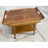 A RETRO TEAK 'REMPLOY' TWO TIER TROLLEY, THE TOP BEING A DETACHABLE TRAY