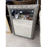 A MODERN GILT FRAMED WALL MIRROR, 34X23.5"