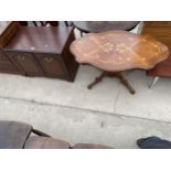 A SMALL ROSSMORE FURNITURE TWO DOOR CABINET AND ITALIAN STYLE INLAID COFFEE TABLE