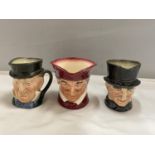 THREE ROYAL DOULTON SMALL TOBY JUGS