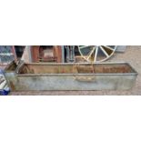 LARGE GALVANISED RIVITED TROUGH PLANTER WITH DRAINAGE HOLES APPROX 245CM X 50CM - 40CM HIGH