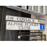 AN 'ALPINE ECHOES CLOSE' AND A '2-4 COSSACK WALK' ROAD SIGNS