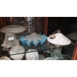 3 ASSORTED GLASS LAMP SHADES IN MILK GLASS COOLIE SHADE