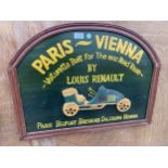 A VINTAGE STYLE WOODEN 'PARIS VIENNA' ADVERTISING SIGN