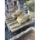 PAIR OF COMPOSITE STONE DOGS APPROX 70CM X 30CM - 50CM HIGH