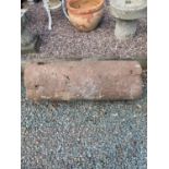 RED SANDSTONE ROLLER APPROX - 105CM LONG 40CM HIGH