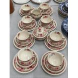 A JOHNSON BROS 'WINCHESTER' TEASET TO INCLUDE CUPS, SAUCERS, SIDE PLATES, CREAM JUG AND SUGAR BOWL