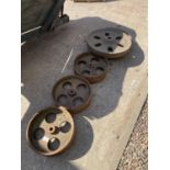 5 X CAST IRON WHEELS