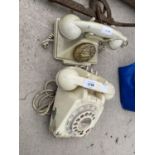 A RETRO CREAM DIAL TELEPHONE AND A FURTHER RETRO STYLE PUSH BUTTON TELEPHONE