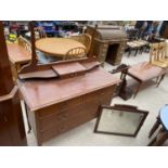 AN EDWARDDIAN MAHOGANY AND INLAID DRESSING CHEST, 42" WIDE