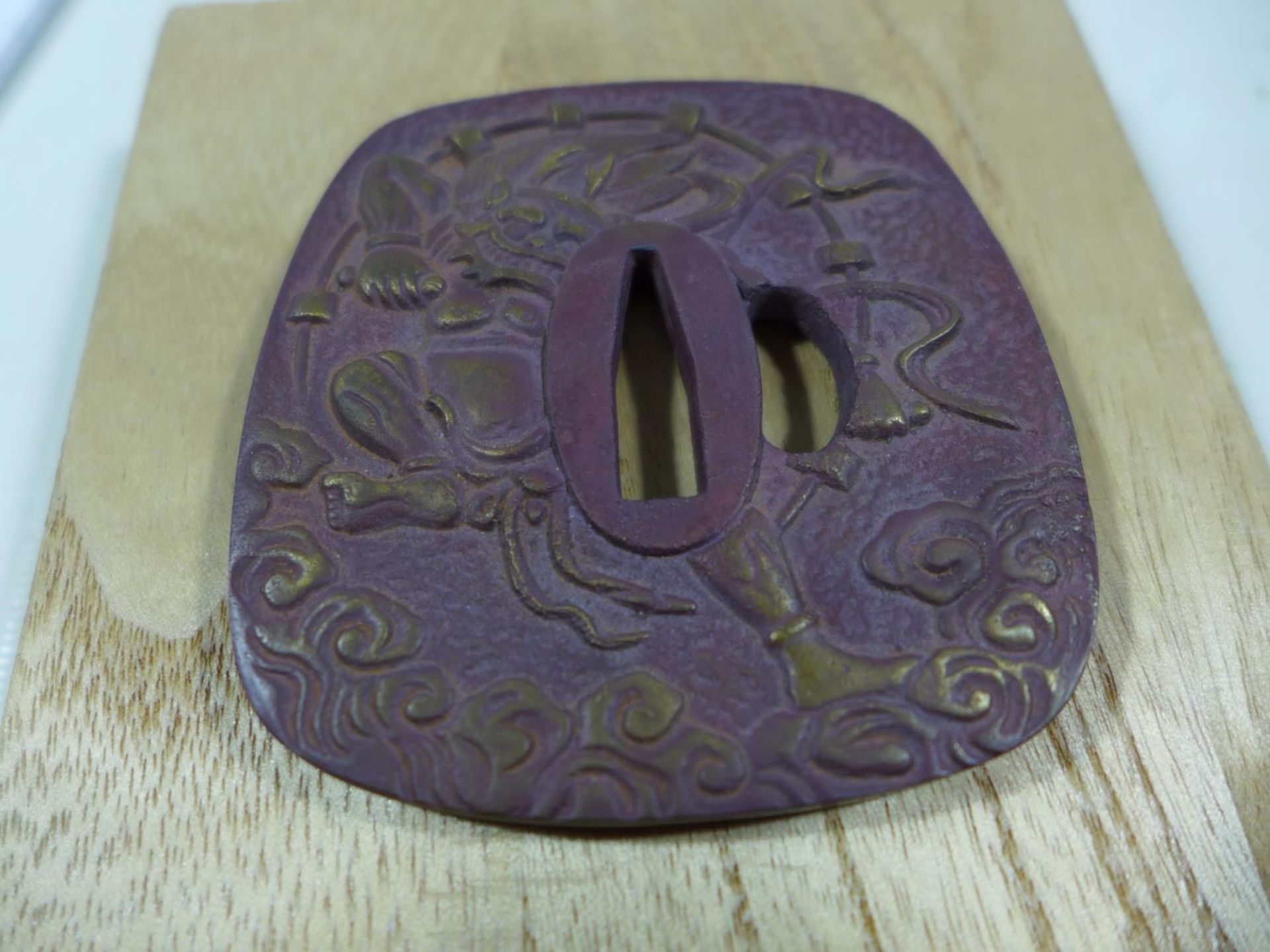 A BOXED JAPANESE BRONZE TSUBA - Image 2 of 4