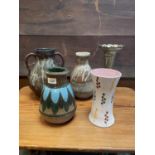 4 STUDIO POTTERY VASES + OTHER