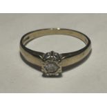 A 9 CART GOLD RING WITH A DIAMOND SOLITAIRE SIZE K