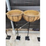 A PAIR OF FREESTANDING GOBLET PLANTERS COMPLETE WITH LINER (H:125CM)(DIAMETER OF PLANTER:16")