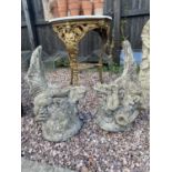 PAIR OF COMPOSITE STONE DRAGONS APPROX 56CM HIGH