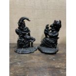 VICTORIAN CAST IRON PUNCH DOOR STOP + CAST IRON JUDY DOOR STOP