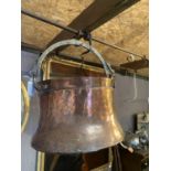 EARLY VICTORIAN COPPER AND BRASS BUCKET APPROX 32CM DIAM