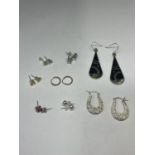 EIGHT PAIRS OF SILVER EARRINGS