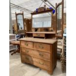 A LATE VICTORIAN SATINWOOD DRESSING CHEST WITH TWO LONG AND TWO SHORT DRAWERS COMPLETE WITH THREE