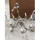 A DECORATIVE FOUR TWIN BRANCH CHANDELIER STYLE LIGHT FITTING