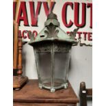 EARLY VICTORIAN COPPER AND BRONZE LANTERN APPROX 55CM WIDE 95CM HIGH