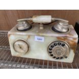 A VINTAGE ONYX DIAL TELEPHONE WITH CLCOK DISPLAY