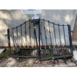 A PAIR OF WROUGHT IRON GARDEN GATES (W:7FT H:4FT 6")