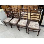 A SET OF FOUR REPRODUCTION LADDERBACK DINING CHAIRS