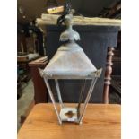 DISTRESSED BRASS COPPER LANTERN - RE WIRED APPROX 75CM HIGH
