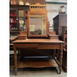 LATE VICTORIAN PITCH PINE DRESSING TABLE - NEEDS HANDLES APPROX 104CM X 55CM - 160 HIGH
