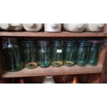 APPROX 7 GLASS JARS WITH LIDS